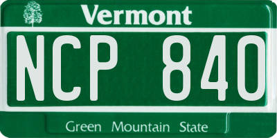 VT license plate NCP840