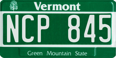 VT license plate NCP845