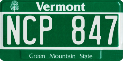 VT license plate NCP847