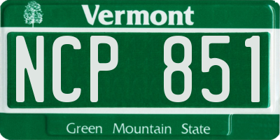 VT license plate NCP851
