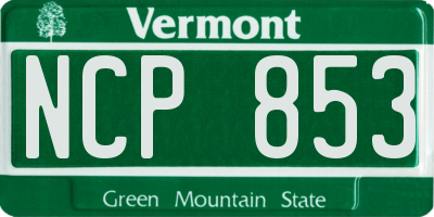 VT license plate NCP853