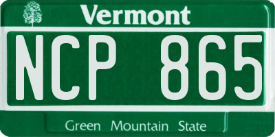 VT license plate NCP865