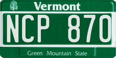 VT license plate NCP870