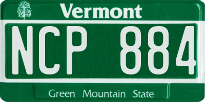 VT license plate NCP884