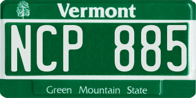 VT license plate NCP885