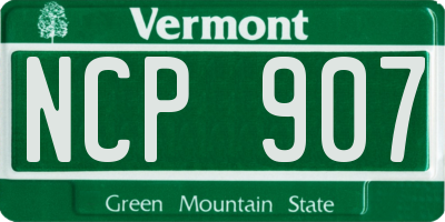 VT license plate NCP907