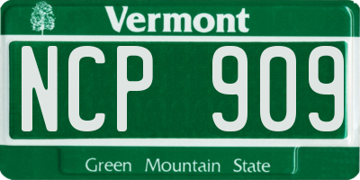 VT license plate NCP909