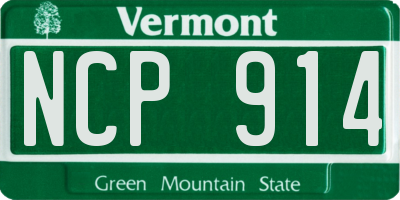 VT license plate NCP914
