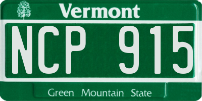 VT license plate NCP915
