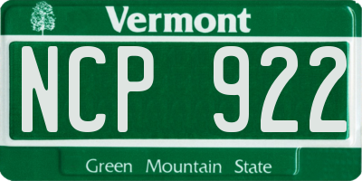 VT license plate NCP922