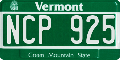 VT license plate NCP925