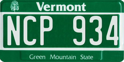 VT license plate NCP934