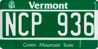 VT license plate NCP936