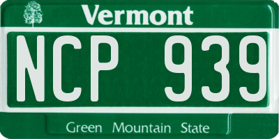 VT license plate NCP939