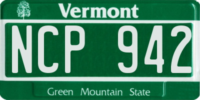 VT license plate NCP942