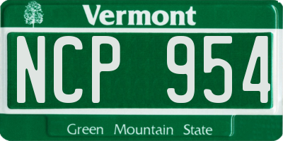VT license plate NCP954