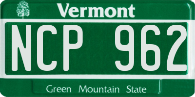 VT license plate NCP962
