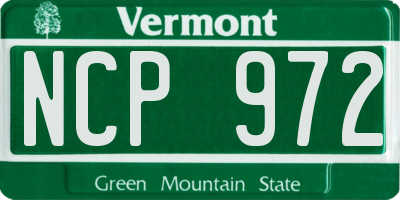 VT license plate NCP972