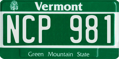 VT license plate NCP981