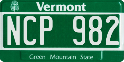 VT license plate NCP982