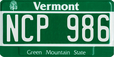 VT license plate NCP986