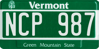 VT license plate NCP987