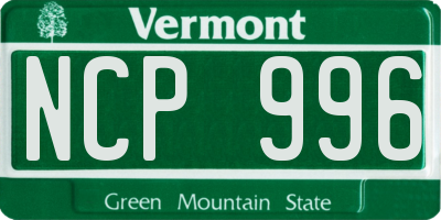 VT license plate NCP996