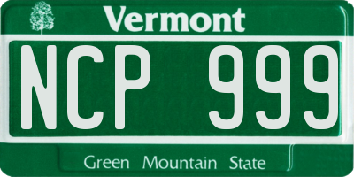 VT license plate NCP999