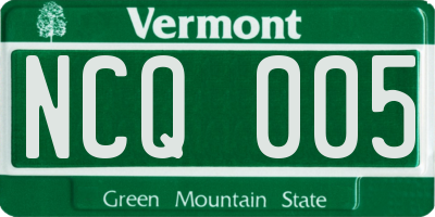 VT license plate NCQ005