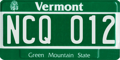 VT license plate NCQ012