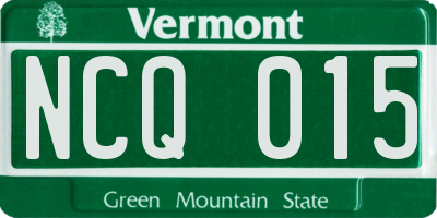 VT license plate NCQ015