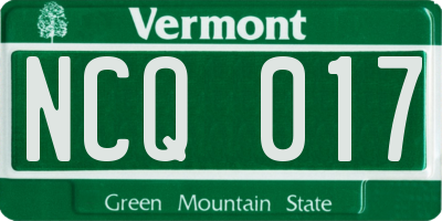 VT license plate NCQ017