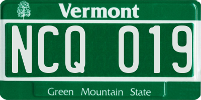 VT license plate NCQ019
