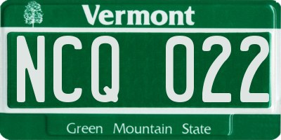 VT license plate NCQ022