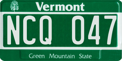 VT license plate NCQ047