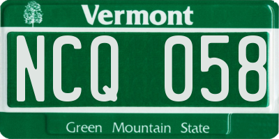 VT license plate NCQ058