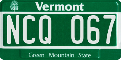 VT license plate NCQ067