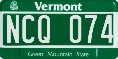VT license plate NCQ074