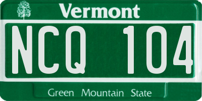 VT license plate NCQ104