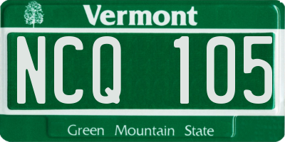 VT license plate NCQ105