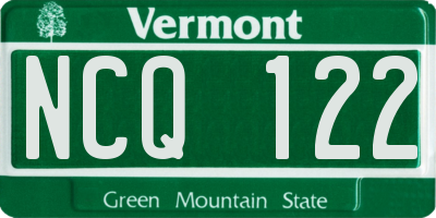 VT license plate NCQ122