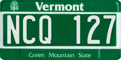 VT license plate NCQ127