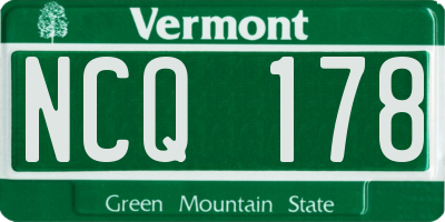 VT license plate NCQ178