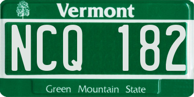 VT license plate NCQ182