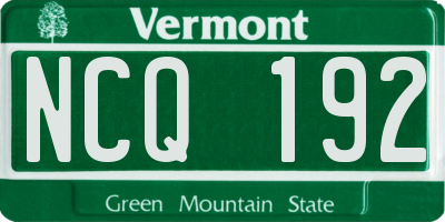 VT license plate NCQ192