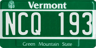 VT license plate NCQ193