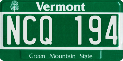 VT license plate NCQ194