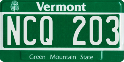 VT license plate NCQ203