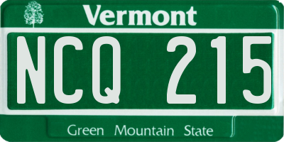 VT license plate NCQ215