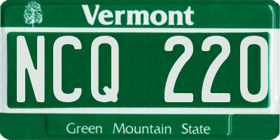 VT license plate NCQ220